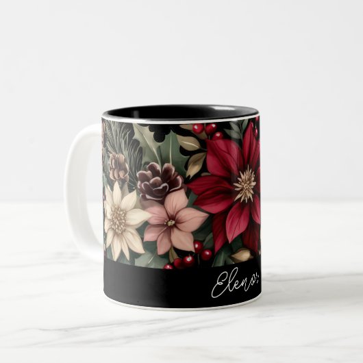 フェスティバル水色クリスマスパターン ツートーンマグカップ (正面左)