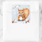 フェスティバル水色リスのクリスマス スクエアシール (バッグ)