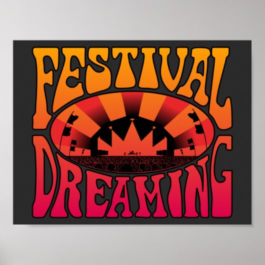 フェスティバル浚渫ヴィンテージレトロ赤 – 黄色グラフィック ポスター (正面)