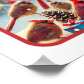 フェスティバル深紅色クリスマスお祝い ポスター (角)