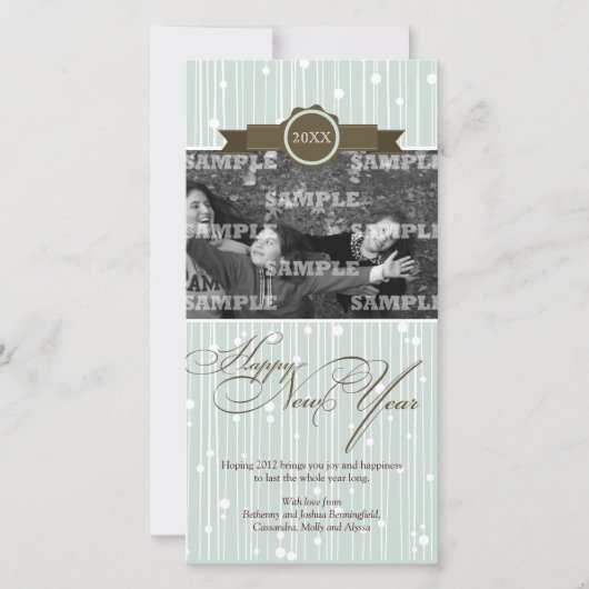 フェスティバル点々のあるストライプズ年末年始フォトカード シーズンカード (正面)