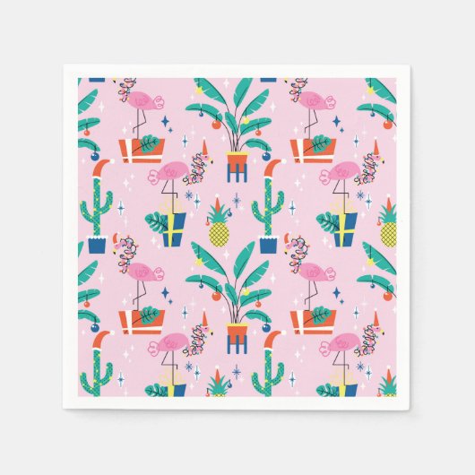 フェスティバル熱帯クリスマスパターン スタンダードカクテルナプキン (正面)