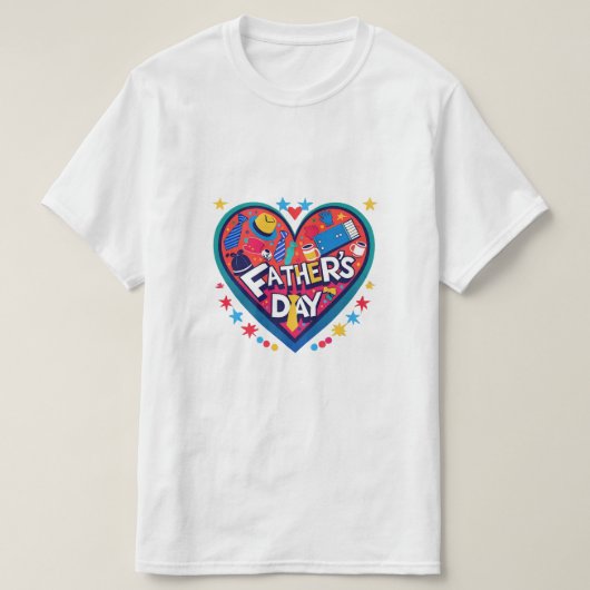 フェスティバル父の日帽子 – 明るいハートデザイン Tシャツ (デザイン正面)