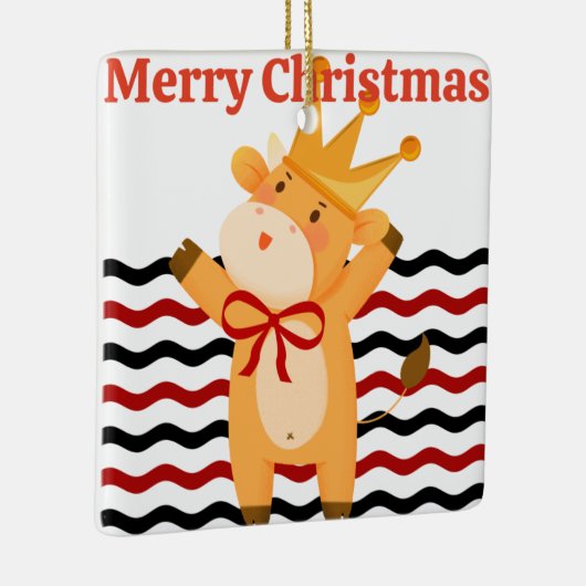 フェスティバル牛のかわいらし聖降誕祭エレガント セラミックオーナメント (右)