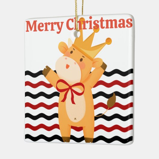 フェスティバル牛のかわいらし聖降誕祭エレガント セラミックオーナメント (左)