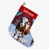 フェスティバル牛の国のクリスマスパーソナライズされた ラージクリスマスストッキング (正面 (吊り時))