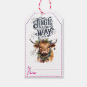 フェスティバル牛デザインクリスマスラベル ギフトタグ (正面)