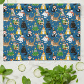 フェスティバル猫のクリスマスコスチューム柄 キッチンタオル (折り畳み)