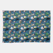 フェスティバル猫のクリスマスコスチューム柄 キッチンタオル (横)