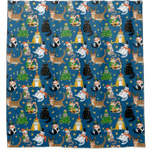 フェスティバル猫のクリスマスコスチューム柄 シャワーカーテン (正面)