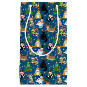 フェスティバル猫のクリスマスコスチューム柄 スモールペーパーバッグ (正面)