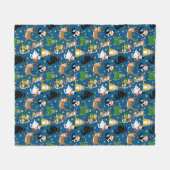 フェスティバル猫のクリスマスコスチューム柄 フリースブランケット (正面(横))