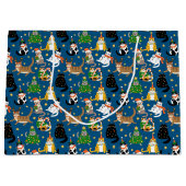 フェスティバル猫のクリスマスコスチューム柄 ラージペーパーバッグ (正面)