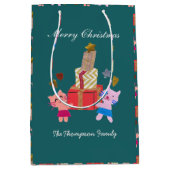 フェスティバル猫のクリスマス ミディアムペーパーバッグ (正面)