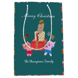フェスティバル猫のクリスマス ミディアムペーパーバッグ
