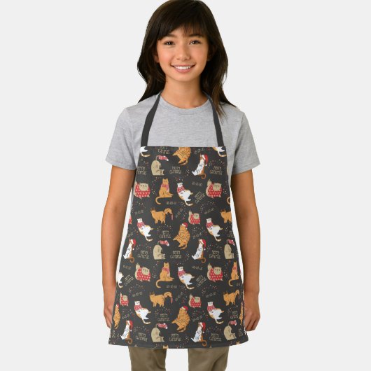 フェスティバル猫のライトクリスマスパターン エプロン (インサイチュ)