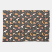 フェスティバル猫のライトクリスマスパターン キッチンタオル (横)