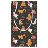 フェスティバル猫のライトクリスマスパターン スモールペーパーバッグ (正面)