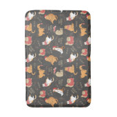 フェスティバル猫のライトクリスマスパターン バスマット (正面縦)