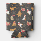 フェスティバル猫のライトクリスマスパターン 缶クーラー (正面)