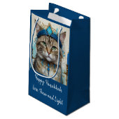 フェスティバル猫の変装よくはしゃぐハヌカ感謝していユー スモールペーパーバッグ (裏面アングル)