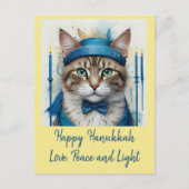 フェスティバル猫の変装ハヌカーよくはしゃぐあいさつ シーズンポストカード (正面)