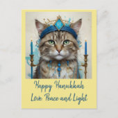 フェスティバル猫の変装ハヌカーよくはしゃぐあいさつ シーズンポストカード (正面)