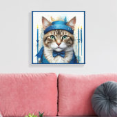 フェスティバル猫よくはしゃぐの変装 キャンバスプリント (インサイチュ (リビング))