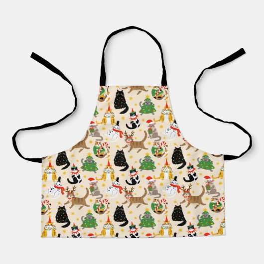フェスティバル猫クリスマスパターン エプロン (正面)