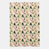フェスティバル猫クリスマスパターン キッチンタオル (縦)