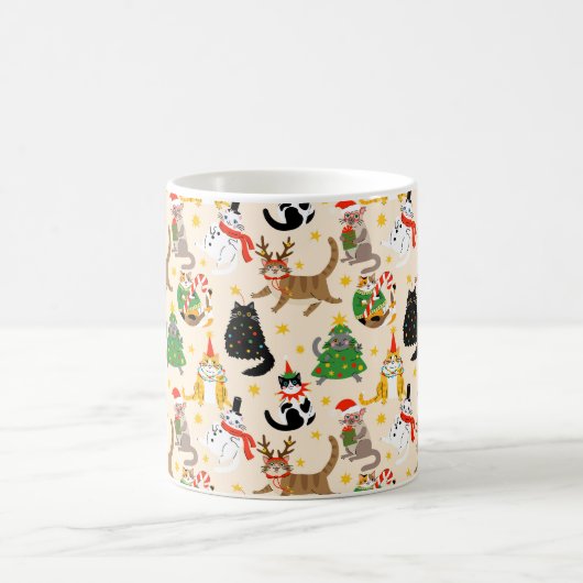 フェスティバル猫クリスマスパターン コーヒーマグカップ (中央)