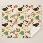 フェスティバル猫クリスマスパターン シェルパブランケット (正面(横))