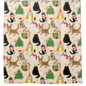 フェスティバル猫クリスマスパターン シャワーカーテン (正面)