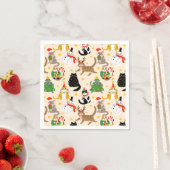 フェスティバル猫クリスマスパターン スタンダードカクテルナプキン (インサイチュ)