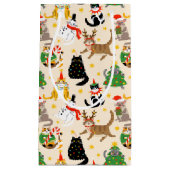 フェスティバル猫クリスマスパターン スモールペーパーバッグ (正面)