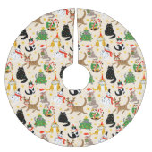 フェスティバル猫クリスマスパターン ブラッシュドポリエステルツリースカート (正面)