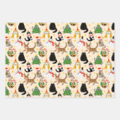 フェスティバル猫クリスマスパターン ラッピングペーパーシート (正面3)