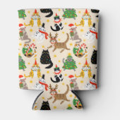 フェスティバル猫クリスマスパターン 缶クーラー (正面)