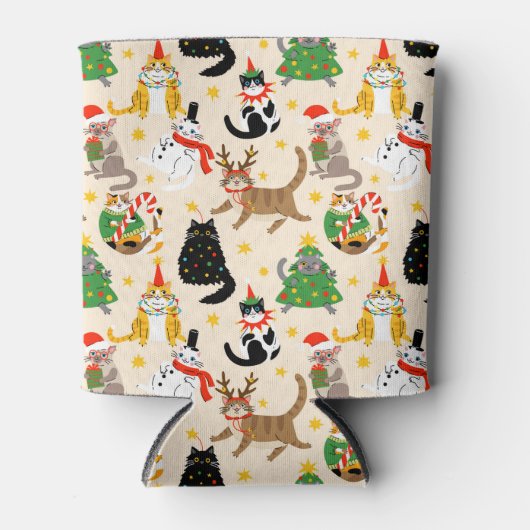 フェスティバル猫クリスマスパターン 缶クーラー (正面)