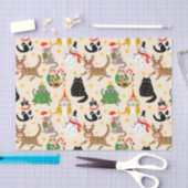 フェスティバル猫クリスマスパターン 薄葉紙 (クラフト)
