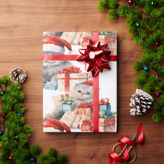 フェスティバル猫クリスマスラッピング紙 ラッピングペーパー (クリスマスギフト)