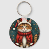 フェスティバル猫サンタ帽子とスカーフ キーホルダー (裏面)
