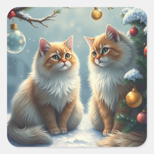 フェスティバル猫シール スクエアシール (正面)