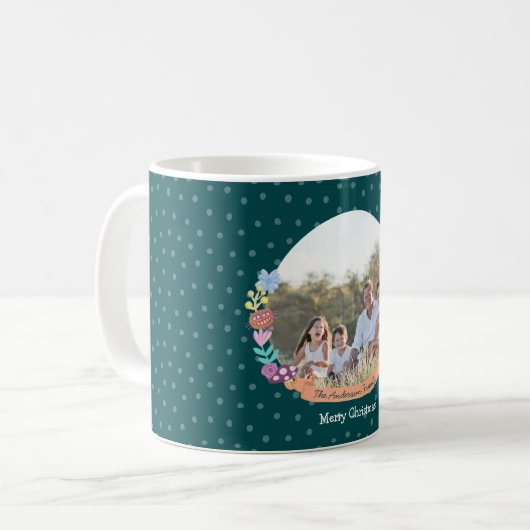 フェスティバル猫フローラリースクリスマスグリーン写真 コーヒーマグカップ (正面左)