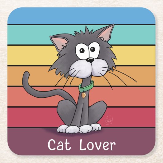 フェスティバル猫好きスクエア紙コースター スクエアペーパーコースター (正面)