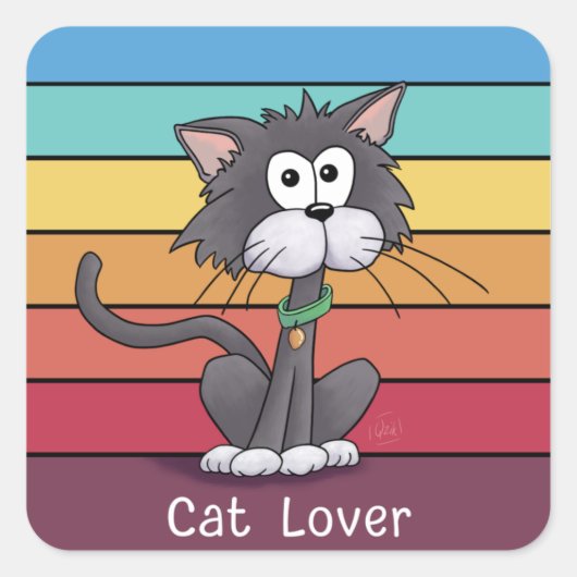 フェスティバル猫好き スクエアシール (正面)