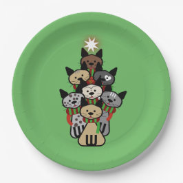 フェスティバル猫科の動物クリスマス ペーパープレート