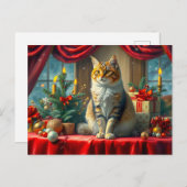 フェスティバル猫(クリスマス飾り) ポストカード (正面/裏面)