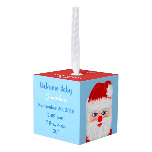 フェスティバル男の赤ちゃん誕生統計サンタキューブオーナメント キューブオーナメント (裏面アングル)