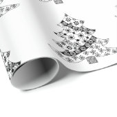 フェスティバル白黒クリスマスツリーパターン ラッピングペーパー (ロールコーナー)